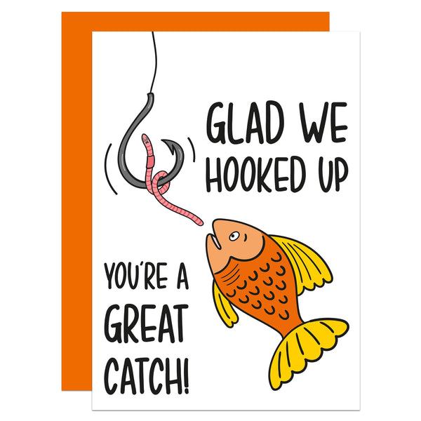 Glad We Hooked Up Pun Anniversary Card