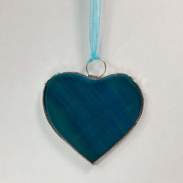 Teal stained glass heart