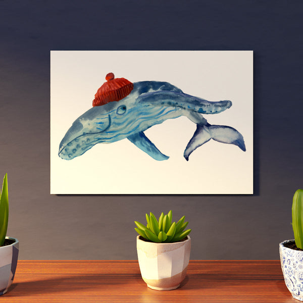 Whale in a Beanie Print art print.