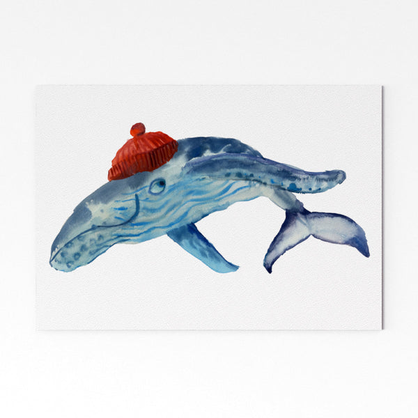 Whale in a Beanie Print art print.