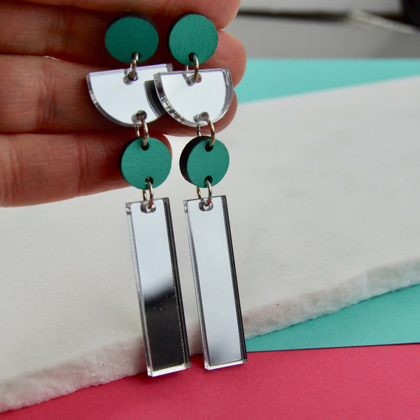 Silver and Aqua Statement Earrings