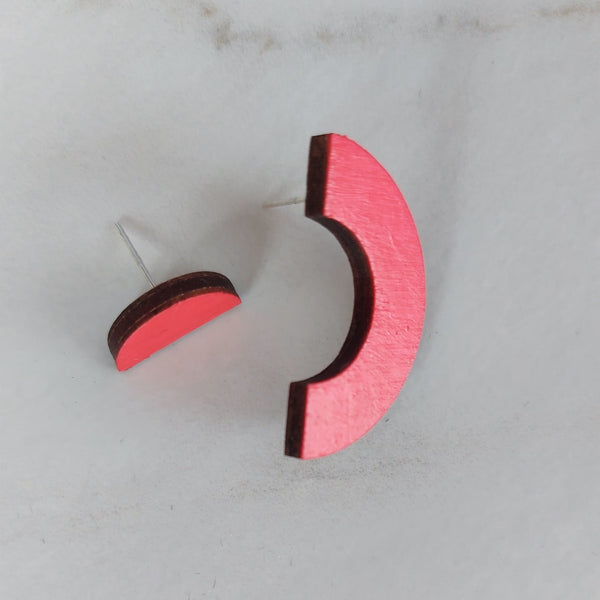 Statement Mismatched Neon Pink stud earrings