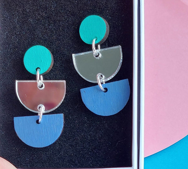 Cool colour statement earrings
