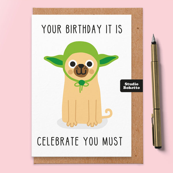 Yoda Birthday Card for Star Wars fans