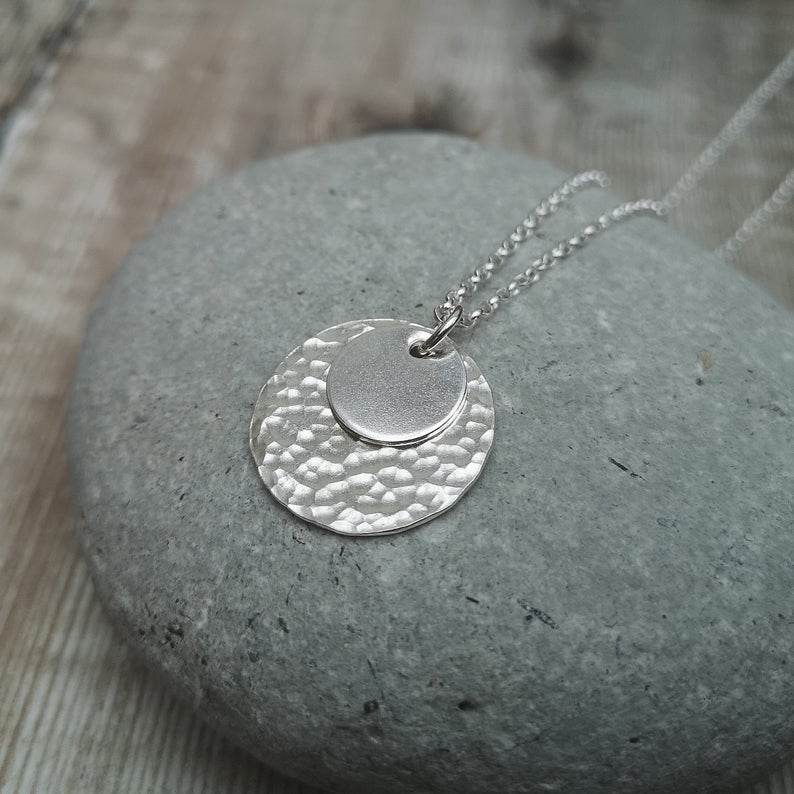 Silver clearance disk necklace