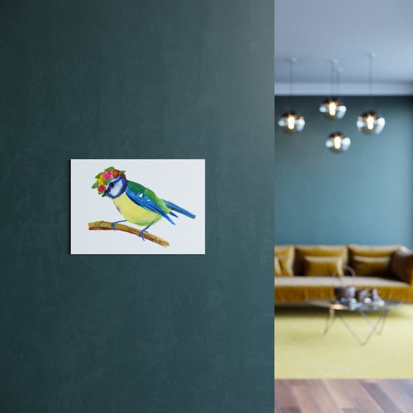 May Day Blue Tit Art Print in modern apartment