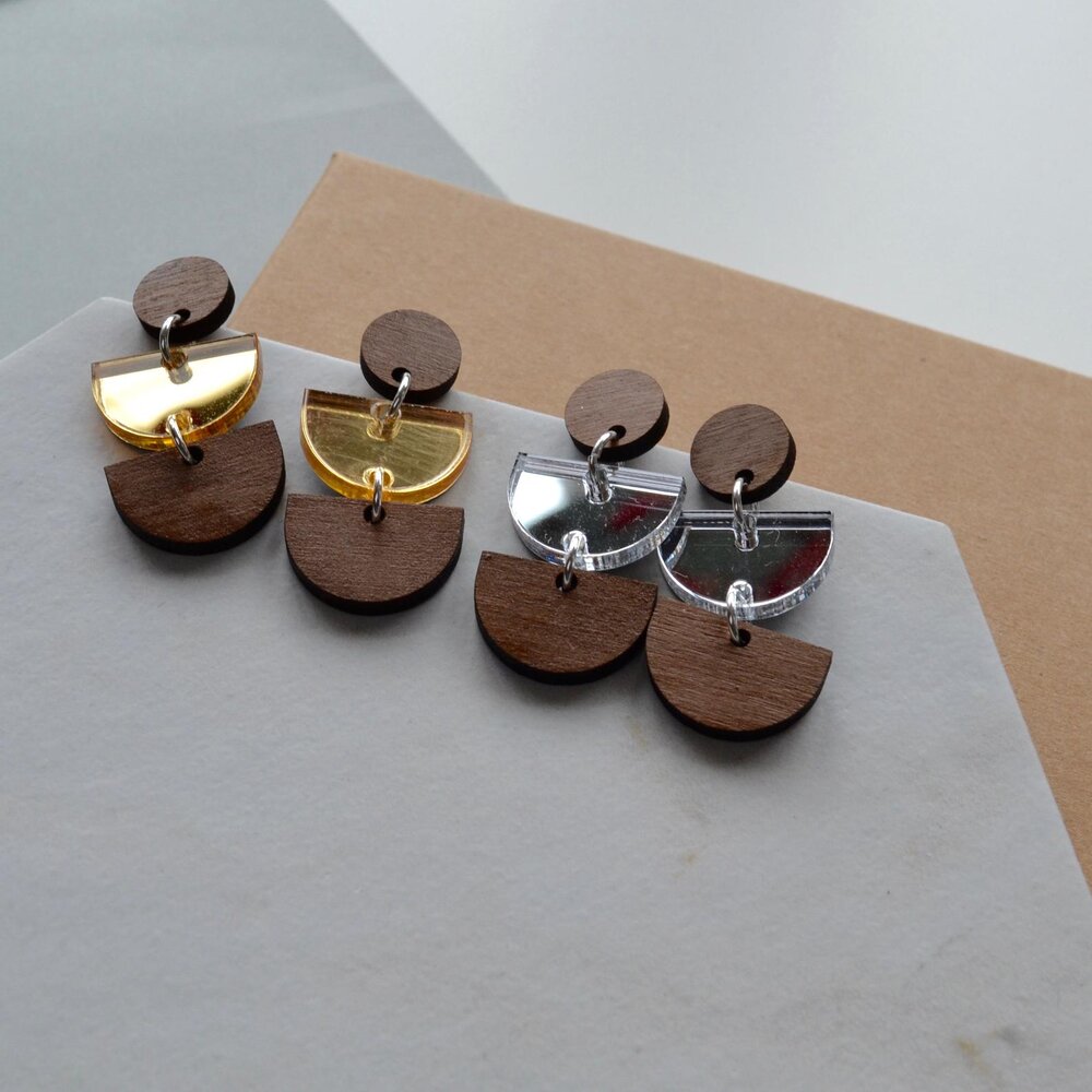 Metal mirror earrings outlet