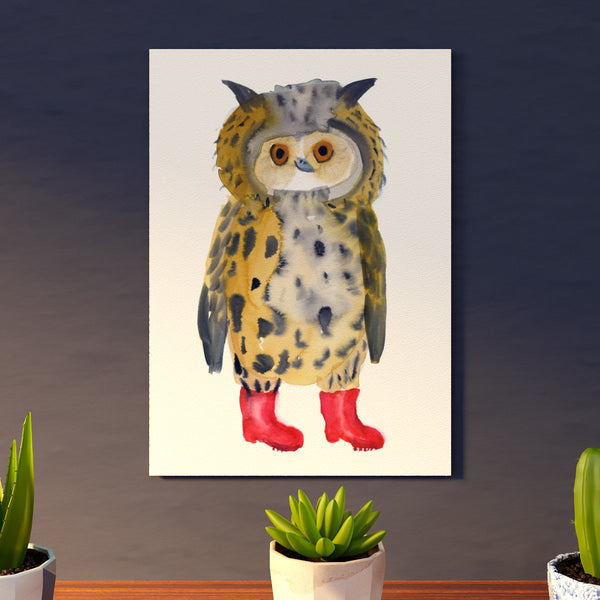 Owl Art Print watercolour, by Rosie Webb