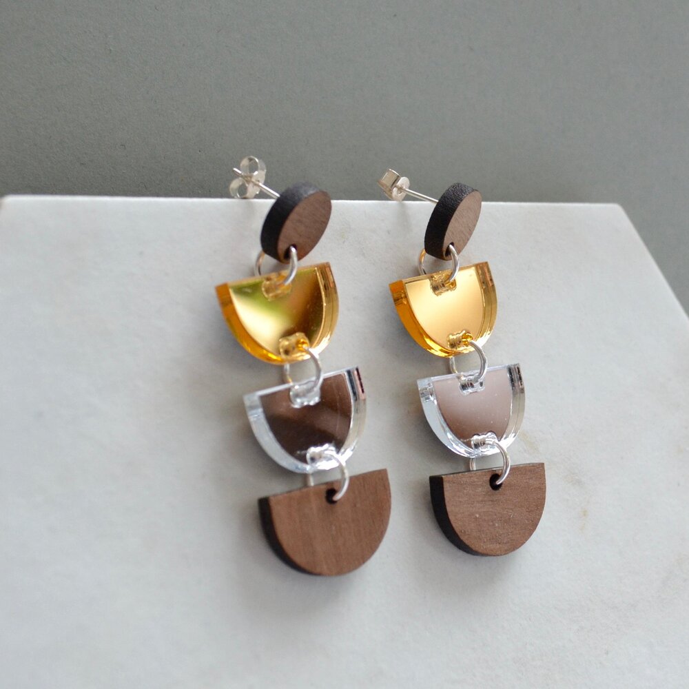 Metal mirror earrings on sale
