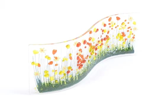 Handmade Fused Glass - Daffodil Wave