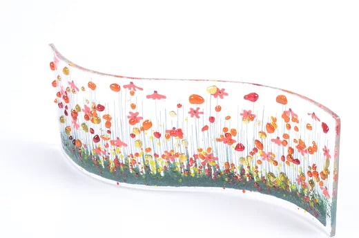 Handmade Fused Glass - Gerbera Wave