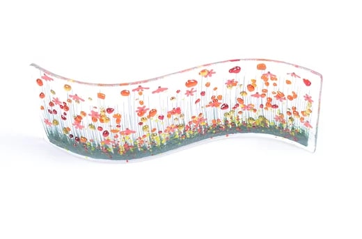Handmade Fused Glass - Gerbera Wave