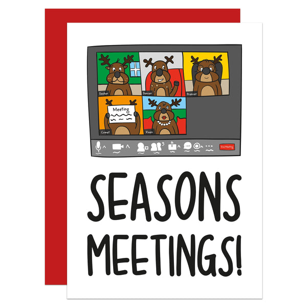 Seasons Meetings Zoom Pun Christmas A6 Card