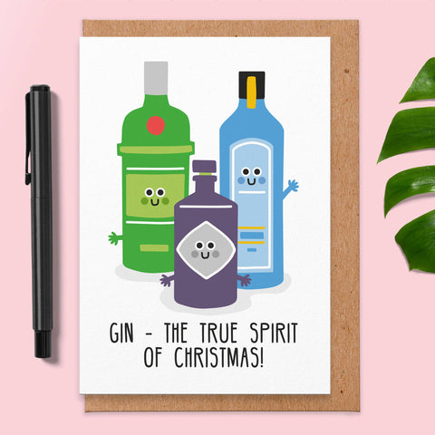 Gin The True Spirit Of Christmas Card