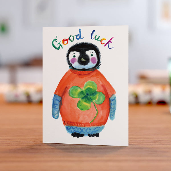 Good Luck Penguin Card