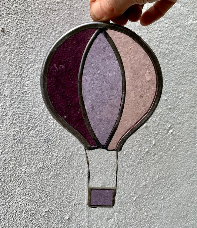 Purple Hot Air Balloon made of stained glass