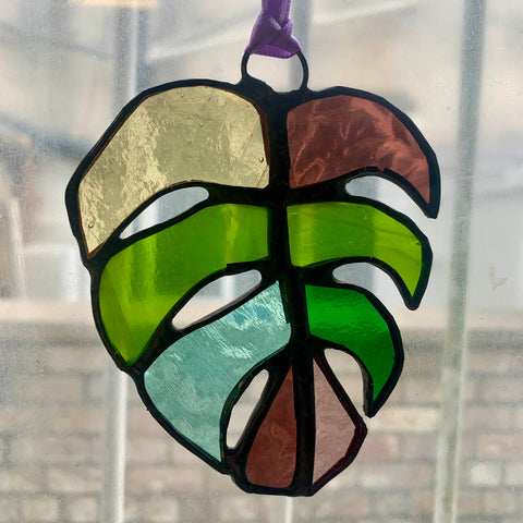 Tropical Leaf Glass Suncatcher