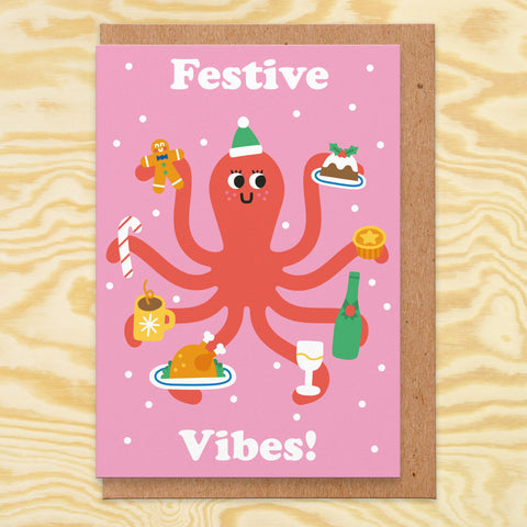 Octopus Festive Vibes - Christmas Card