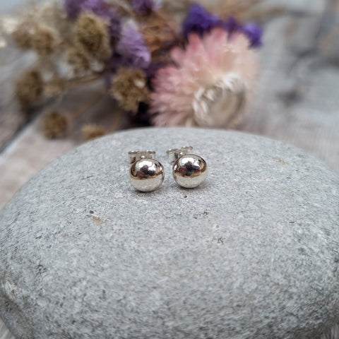 Sterling Silver Pebble Stud Earrings