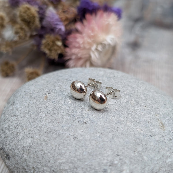 Sterling Silver Pebble Stud Earrings