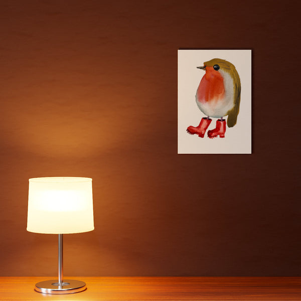 Robin in Red Wellies A5 - A3 Print