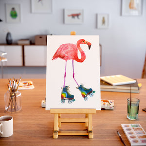 Flamingo on Rollerskates Print