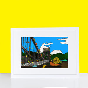 Alternative Clifton Suspension Bridge Art Print with Slugs and Snails