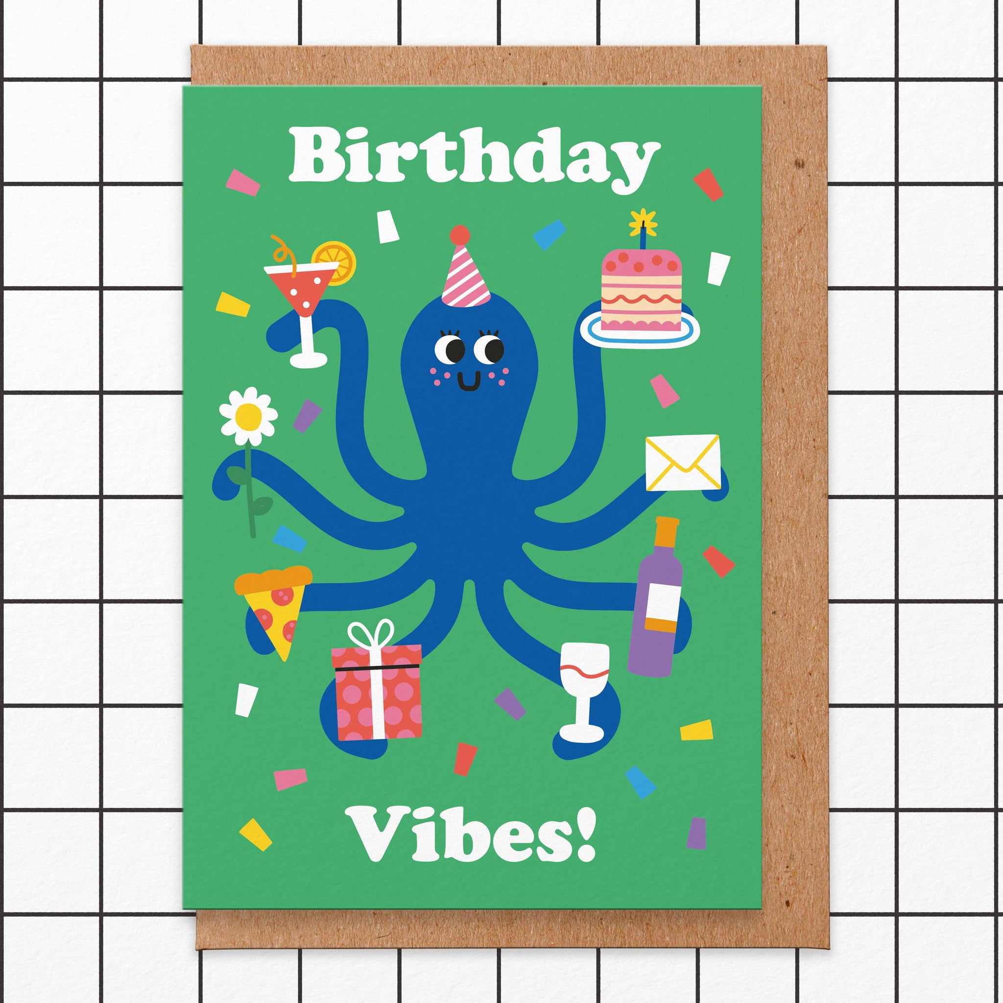 Octopus Birthday Vibes Card