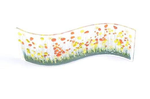 Handmade Fused Glass - Daffodil Wave