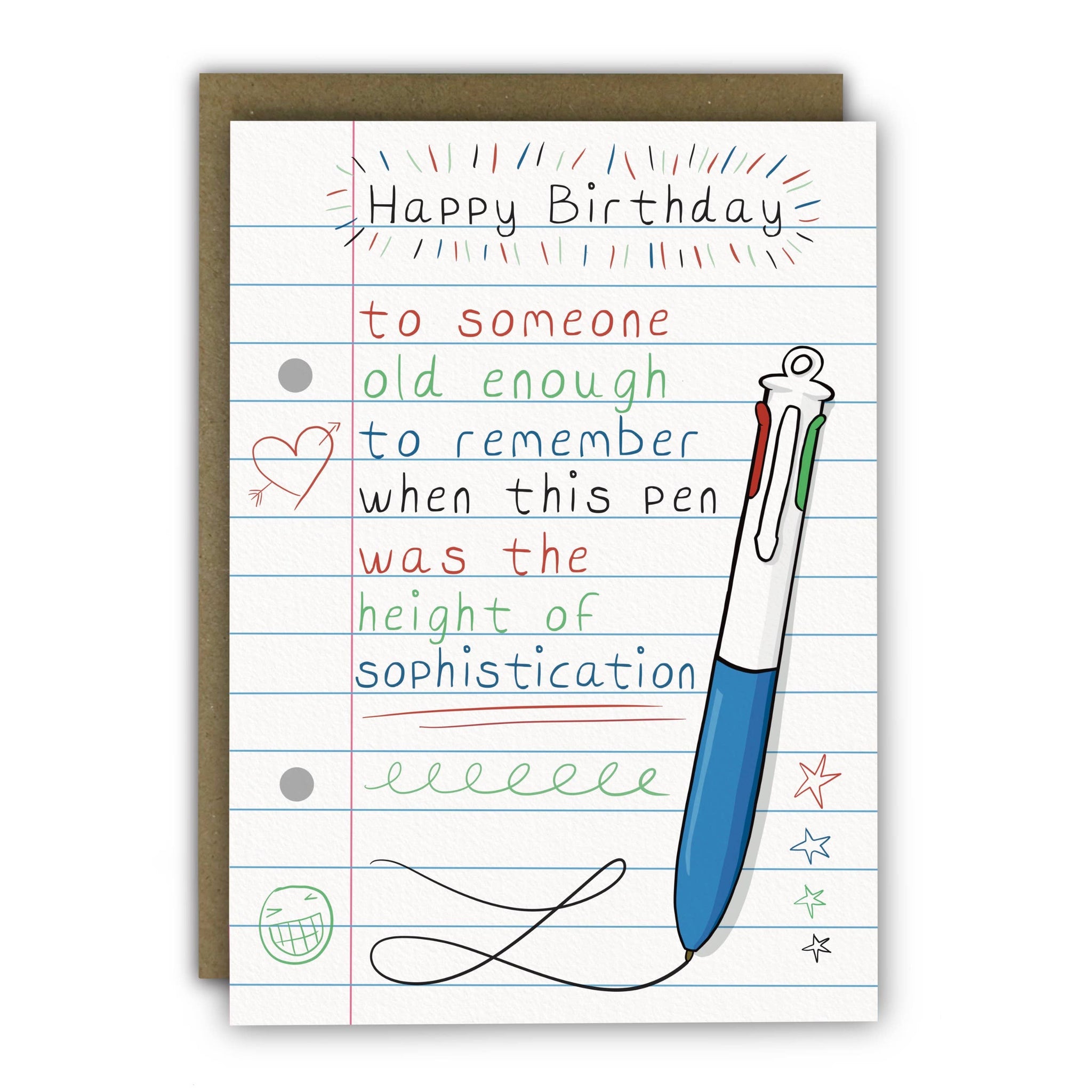 Funny Birthday Card - 4 Colour Pen Height of Sophistication