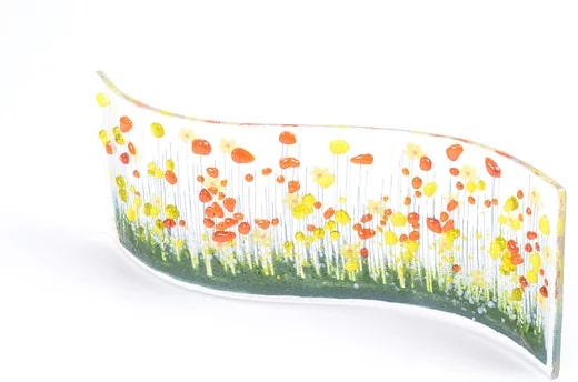 Handmade Fused Glass - Daffodil Wave