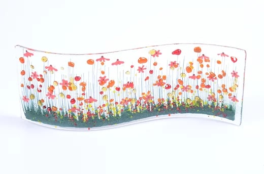 Handmade Fused Glass - Gerbera Wave