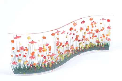 Handmade Fused Glass - Gerbera Wave