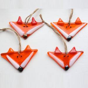 Fused Glass Fox Hanging Decoration