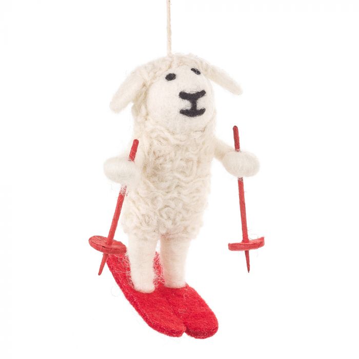 Handmade Felt Skiing Sheep Hanging Decoration
