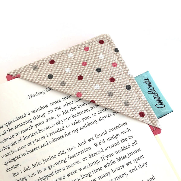 corner bookmark, made in England