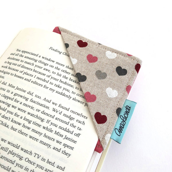 Corner bookmark, handmade in the UK
