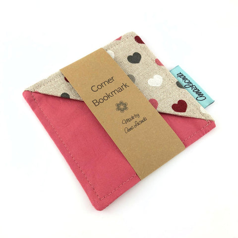 Fabric bookmark, Heart page marker, Reading gift, Valentine's Day gift