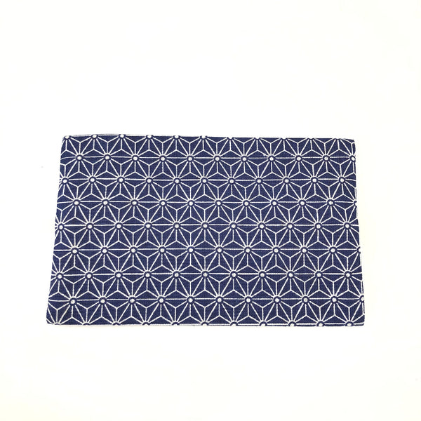 blue geometric fabric tissue pocket holder