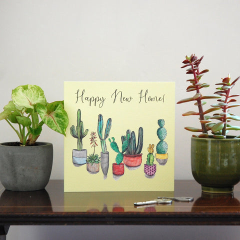 New Home card with house plants