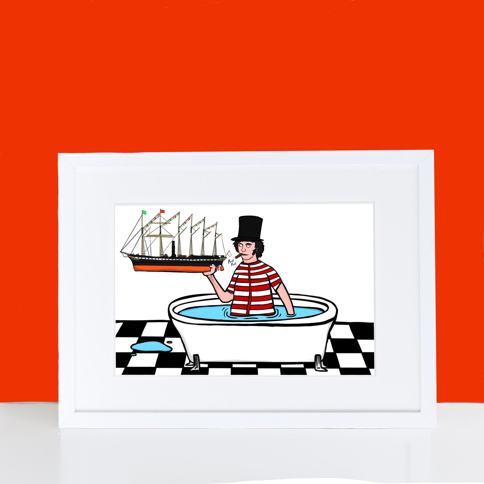 Isambard Kingdom Brunel playing with SS Great Britain in a Bath Tub, alternative Bristol art print