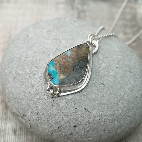 Sterling Silver and Turquoise Gemstone Statement Necklace