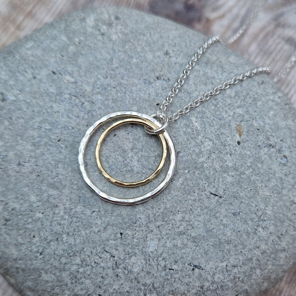 Double Circle Necklace, handmade in England