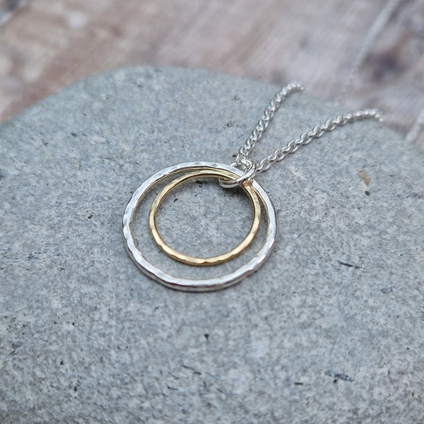 Sterling Silver and Gold Circle Necklace