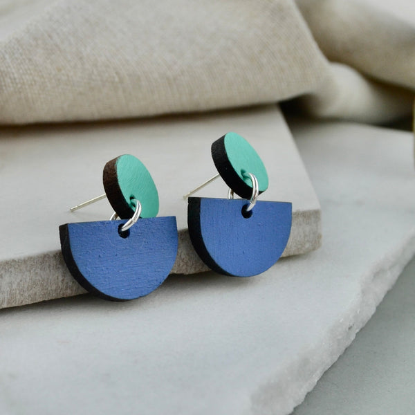 Colourful Contrast Wooden Earrings