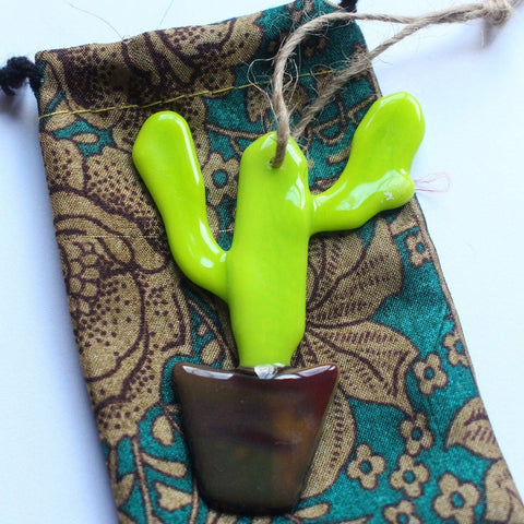 Fused Glass Cactus hanging decoration