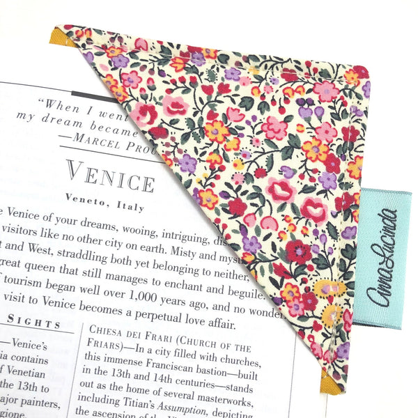 Fabric bookmark, handmade in England