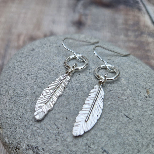 Feather and Hoop Drop Earrings