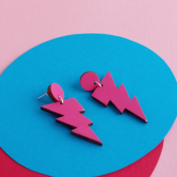 pink lightning earrings