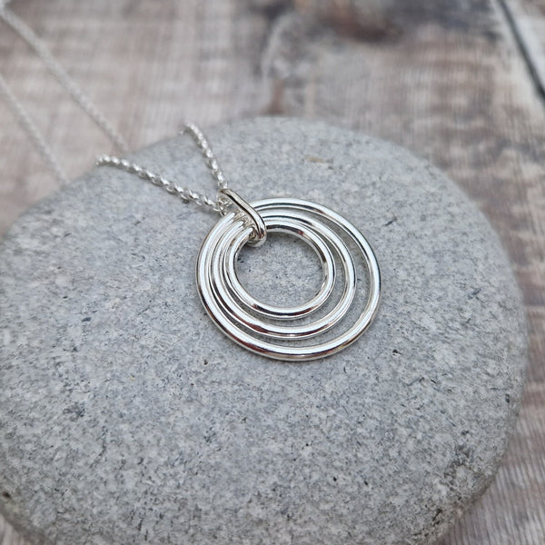 Sterling Silver 3 Circle Necklace suitable for a mother and two daughters